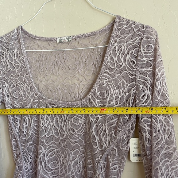 Free People Women In My Head Sheer Lace Square Neck Bodysuit Lavender Small - Picture 11 of 11